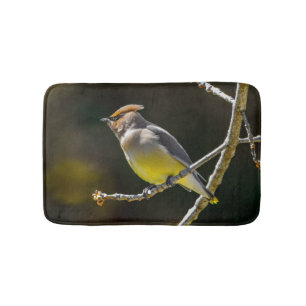 Cedar Waxwing Songbird Original Wild Bird Photo Bath Mat