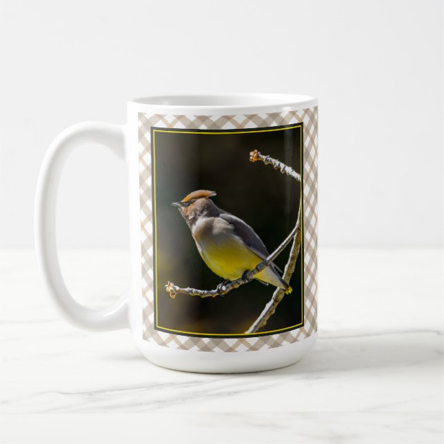 Cedar Waxwing Songbird Original Wild Bird Photo Coffee Mug (Left)