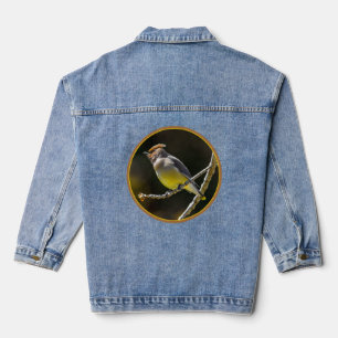 Cedar Waxwing Songbird Original Wild Bird Photo Denim Jacket