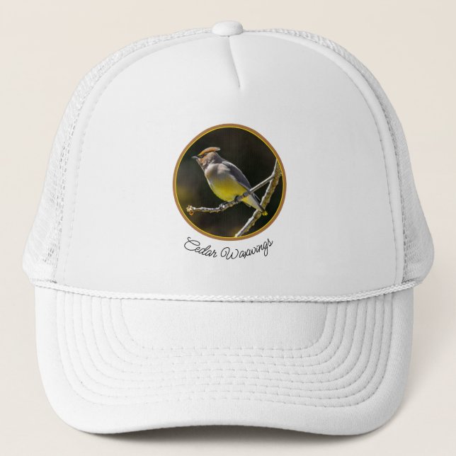 Cedar Waxwing Songbird Original Wild Bird Photo Trucker Hat (Front)