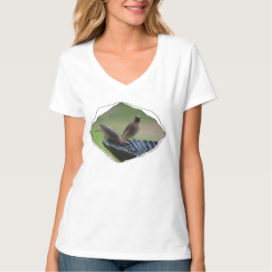 Cedar Waxwing through Torn Cloth T-Shirt