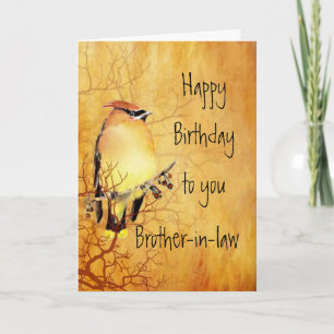 Cedar Waxwing Watercolor Brother-in-law Birthday Card