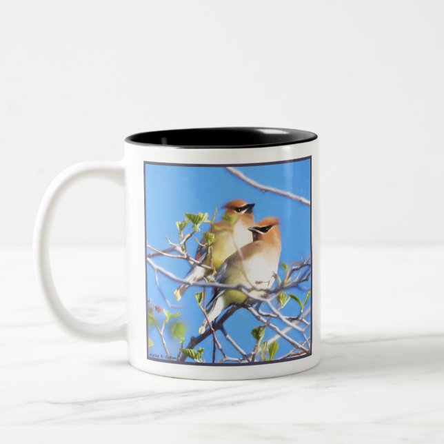 Cedar Waxwings Two-Tone Coffee Mug (Left)