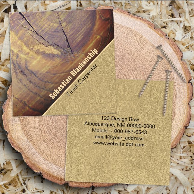 Cedar Wood Knot Close-Up Photograph Carpenter Square Business Card (Creator Uploaded)