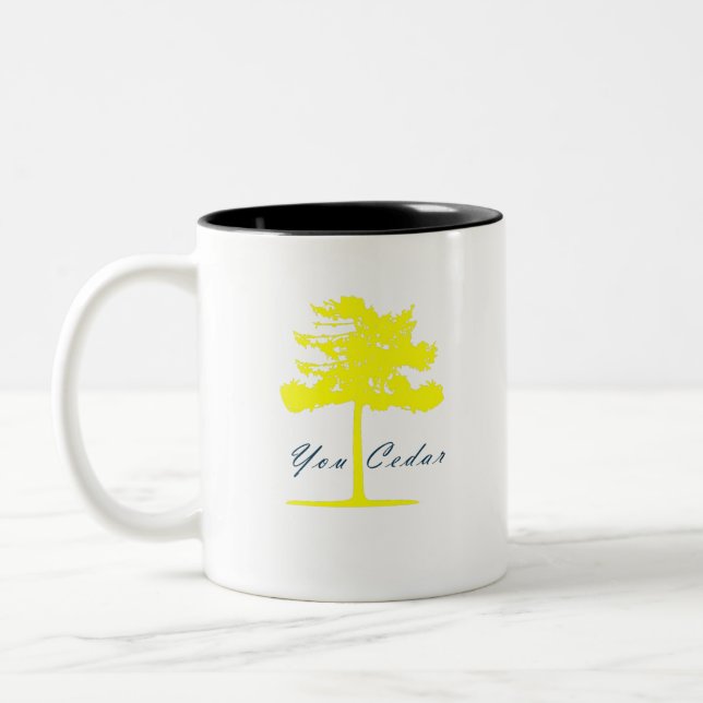 Cedare Tree Mug With Navy Text You Cedare (Left)