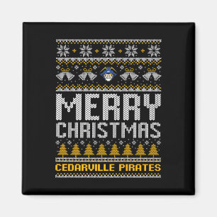 Cedarville Pirates Logo Merry Christmas Ugly Sweat Magnet