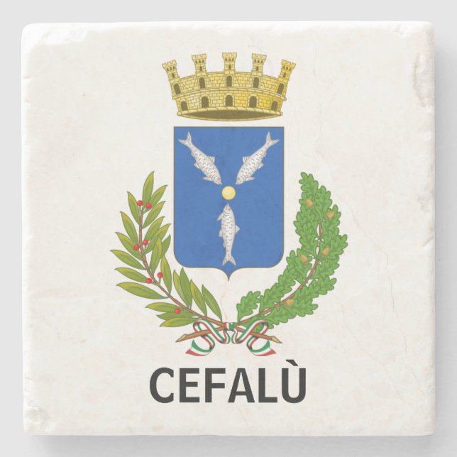 Cefalù coat of arms - Sicily Stone Coaster (Front)
