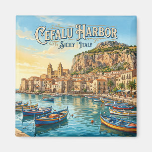 Cefalu Harbour Italy Magnet