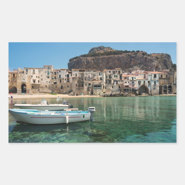 Cefalu town in Sicily Rectangular Sticker (Front)