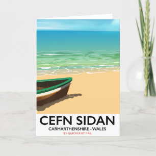 Cefn Sidan, Carmarthenshire wales vintage railways Holiday Card