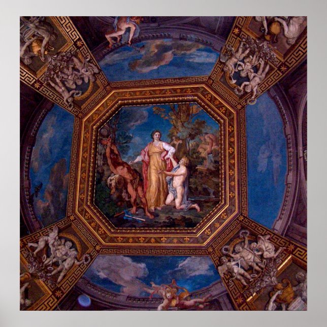Ceiling in the Vatican in Rome, Italy Poster (Front)