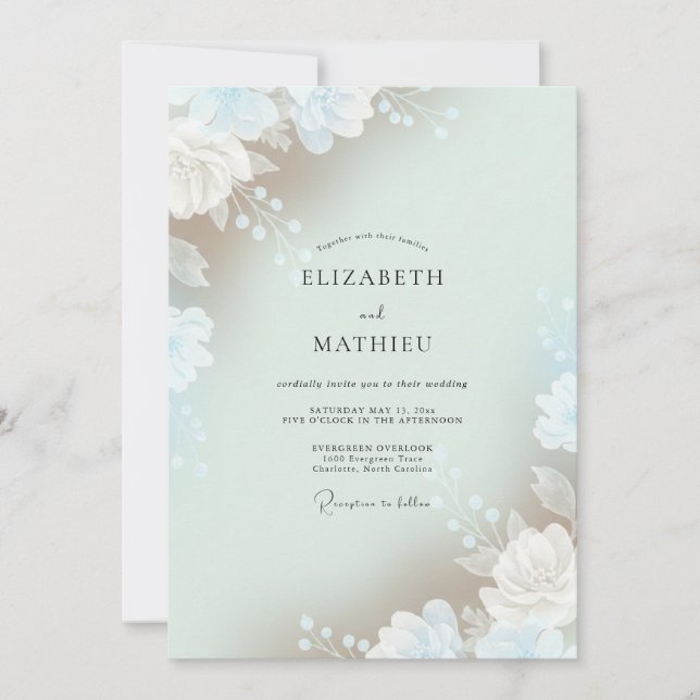 Celadon Airy Leaf Wedding Invitation (Front)