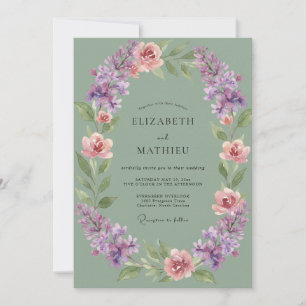 Celadon Amethyst Painted Wedding Invitation