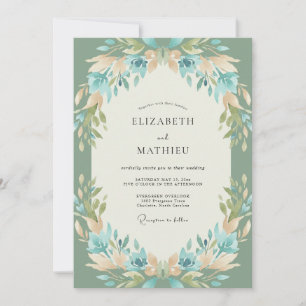 Celadon Aqua Sprig Eucalyptus Wedding Invitation