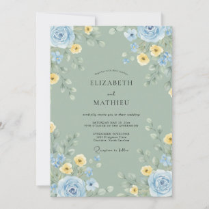 Celadon Butter Bloom Wedding Invitation