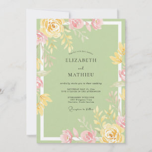 Celadon Butter Peony Wedding Invitation