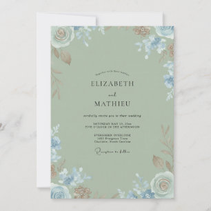 Celadon Cornflower Wildflower Wedding Invitation