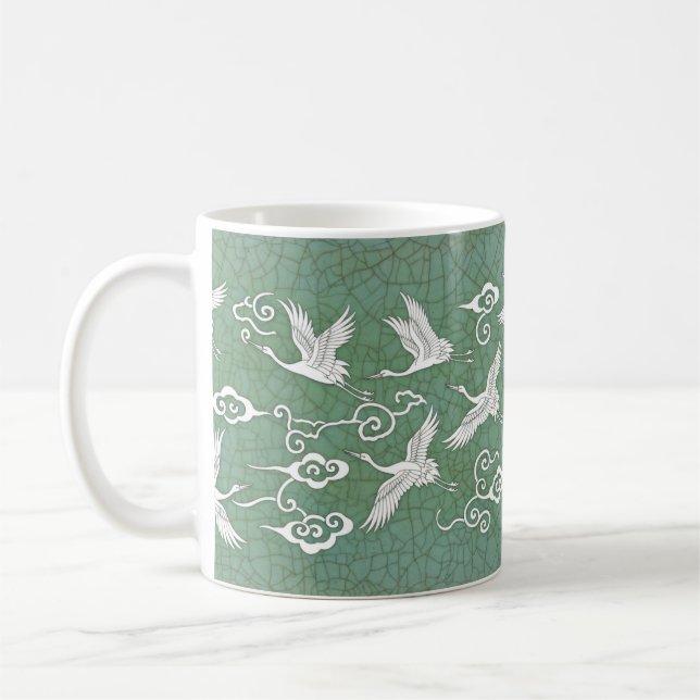 Celadon Crane — Korean Ceramic Mug (Left)