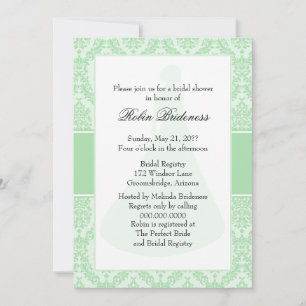 Celadon Damask Bridal Shower Invitation
