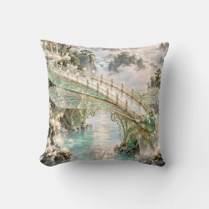 Celadon Dragonfly Glass Garden Bridge Cushion