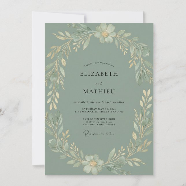 Celadon Foliage Eucalyptus Wedding Invitation (Front)