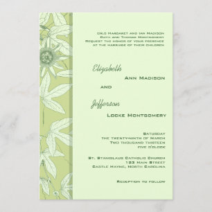 Celadon Green Botanical Floral Wedding Invitation