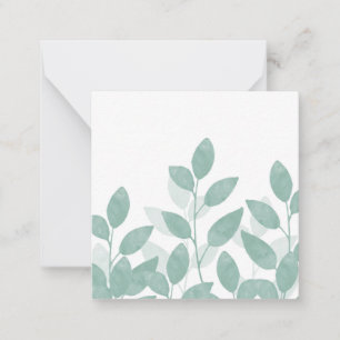 Celadon Green Watercolor Leaves Card