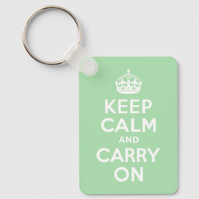 Celadon Keep Calm and Carry On Key Ring (Front)