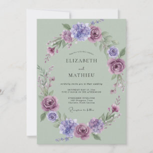 Celadon Lavender Peony Wedding Invitation