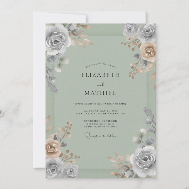 Celadon Painted Wedding Invitation (Front)
