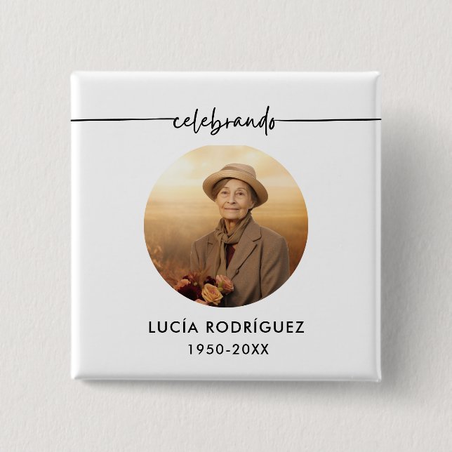 Celebrando Spanish Funeral Memorial Photo Button (Front)