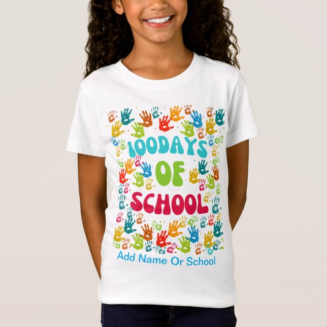 Celebrate 100 Days of School with a Fun Hand Print T-Shirt (Front)
