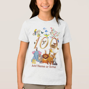 Celebrate 100 Days of School with Wild Animals Tri-Blend Shirt