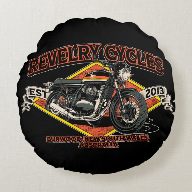 Celebrate 10 years of Revelry Cycles Cushion (Front)
