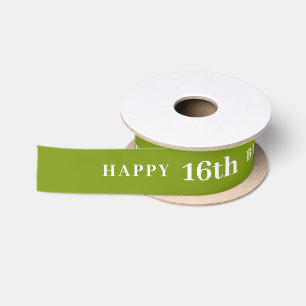 Celebrate 16: Joyful Birthday Green Ribbon Satin Ribbon