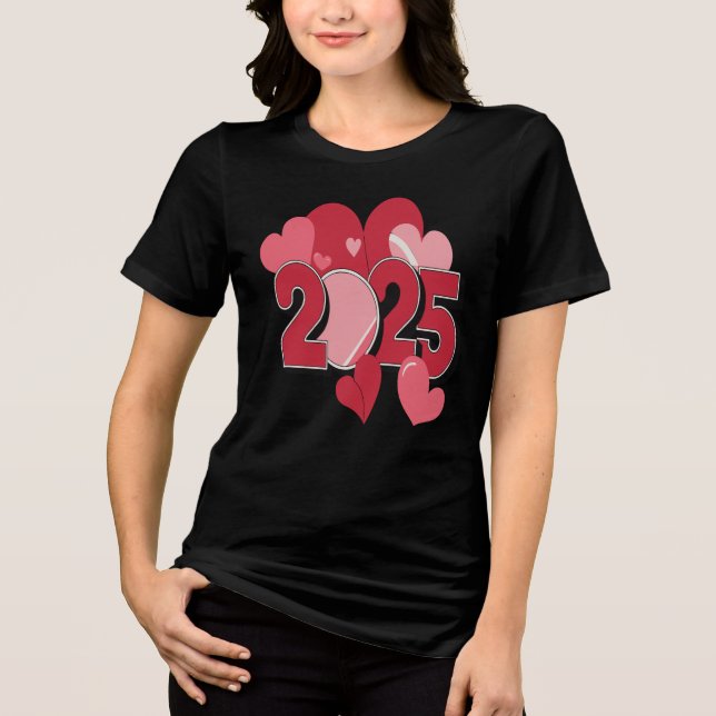 Celebrate 2025 with vibrant hearts T-shirt Tri-Blend Shirt (Front)