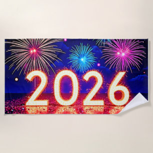 Celebrate 2026: Bright Future Spark Design Beach Towel