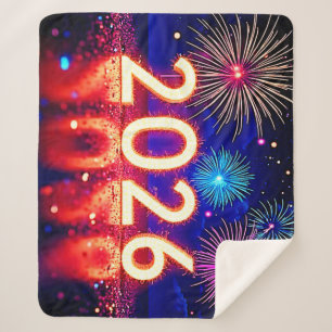 Celebrate 2026: Bright Future Spark Design  Sherpa Blanket