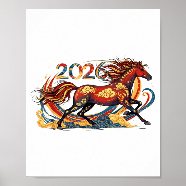 Celebrate 2026 Year Of The Horse Lunar New Year Te Poster (Front)