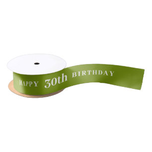 Celebrate 30: Joyful Birthday Green Ribbon Satin Ribbon