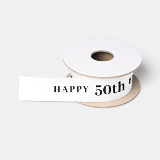 Celebrate 50: Joyful Birthday White Ribbon Satin Ribbon