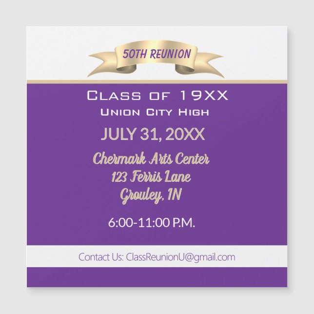 Celebrate!  50th Class Reunion magnetic Invitation (Front)