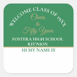Celebrate! 50th Class Reunion name Square Sticker