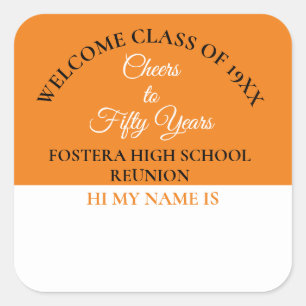 Celebrate! 50th Class Reunion name Square Sticker