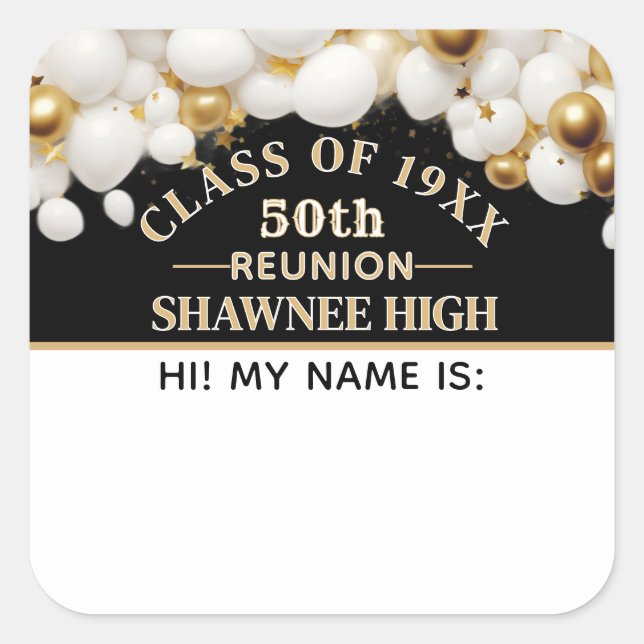 Celebrate! 50th Class Reunion name tag sticker (Front)