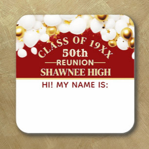 Celebrate! 50th Class Reunion name tag sticker