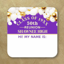 Celebrate! 50th Class Reunion name tag sticker