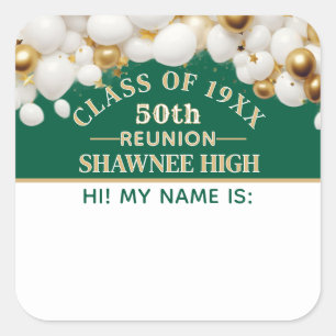 Celebrate! 50th Class Reunion name tag sticker
