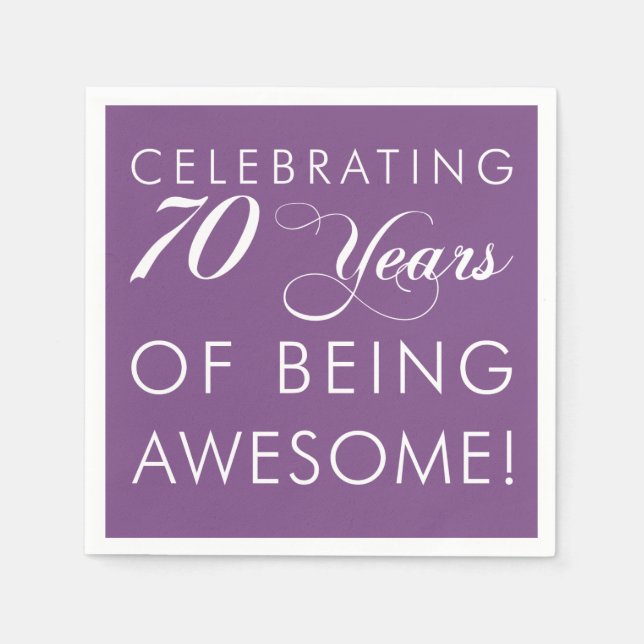 Celebrate 70 Years Of Being Awesome Colour Napkins (Front)
