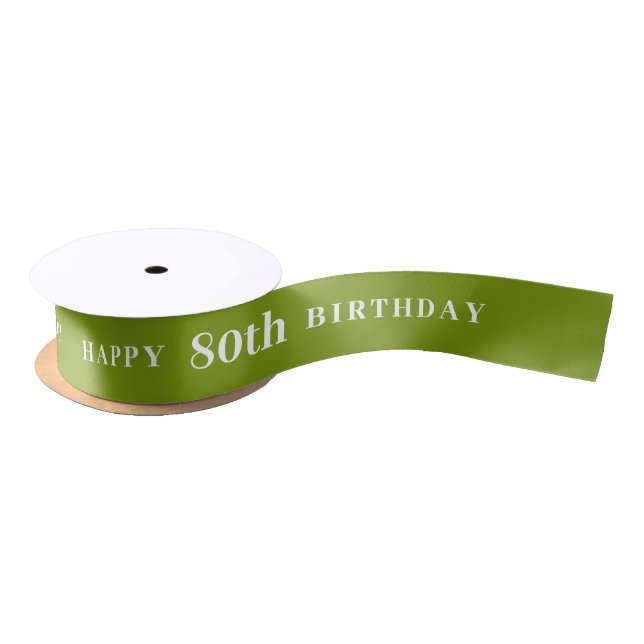 Celebrate 80: Joyful Birthday Green Ribbon Satin Ribbon (Spool)